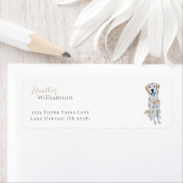 Waterverf Golden Retriever Dog Etiket