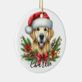 Waterverf Golden Retriever Dog gepersonaliseerd Keramisch Ornament (Rechts)