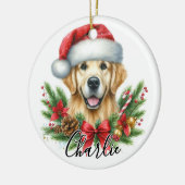 Waterverf Golden Retriever Dog gepersonaliseerd Keramisch Ornament (Links)