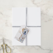 Waterverf Golden Retriever Dog Happy Birthday Cadeaulabel (Met Touw)