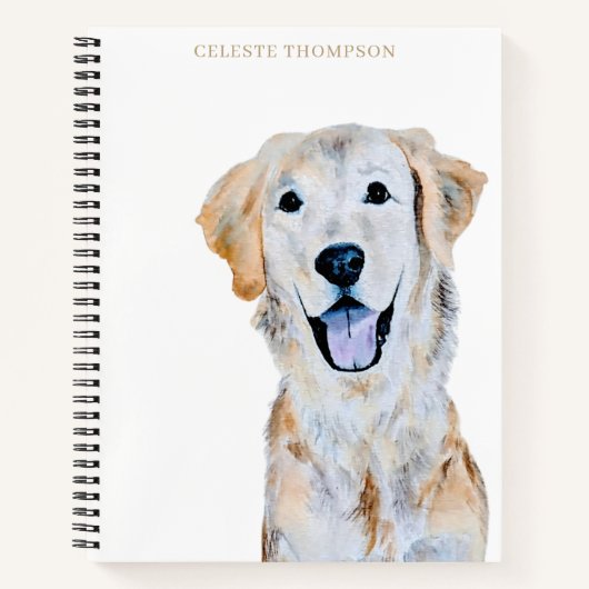 Waterverf Golden Retriever Dog Personaliseren Notitieboek (Voorkant)