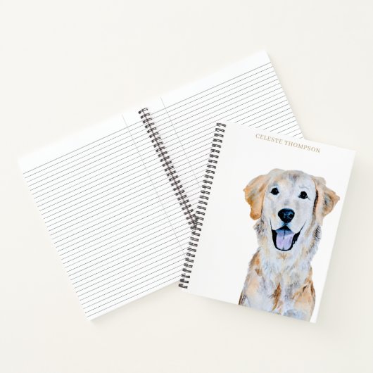Waterverf Golden Retriever Dog Personaliseren Notitieboek (Binnen)