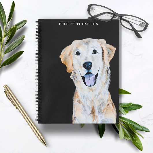 Waterverf Golden Retriever Dog Personaliseren Notitieboek