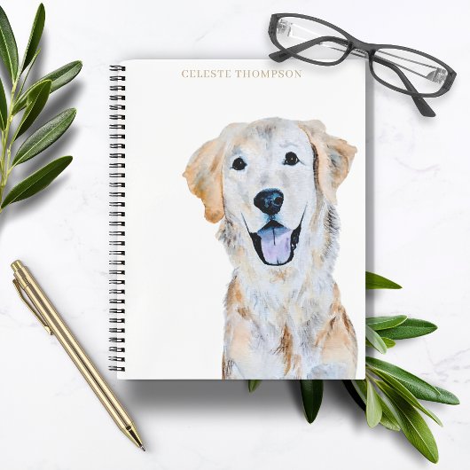 Waterverf Golden Retriever Dog Personaliseren Notitieboek