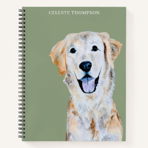 Waterverf Golden Retriever Dog Personaliseren Notitieboek
