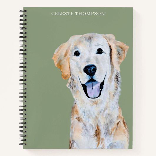 Waterverf Golden Retriever Dog Personaliseren Notitieboek (Voorkant)