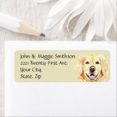 Waterverf Golden Retriever Dog Pet Animal Adres Etiket (Insitu)