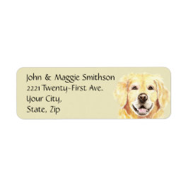 Waterverf Golden Retriever Dog Pet Animal Adres Etiket