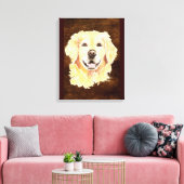 Waterverf Golden Retriever Dog Pet Art Canvas Afdruk (Insitu (Woonkamer))