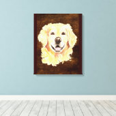 Waterverf Golden Retriever Dog Pet Art Canvas Afdruk (Insitu (Houten vloer))