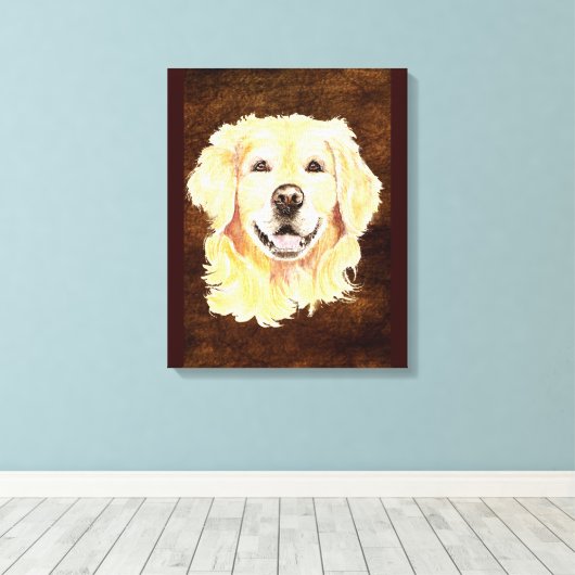 Waterverf Golden Retriever Dog Pet Art Canvas Afdruk (Insitu (Houten vloer))