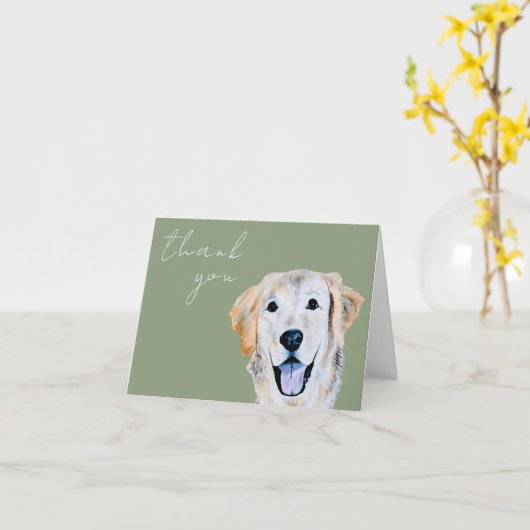 Waterverf Golden Retriever Dog Sage Dank u Kaart (Gele Bloem)