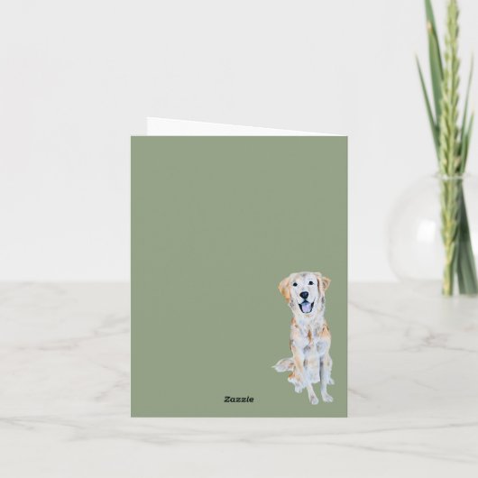 Waterverf Golden Retriever Dog Sage Dank u Kaart (Achterkant)