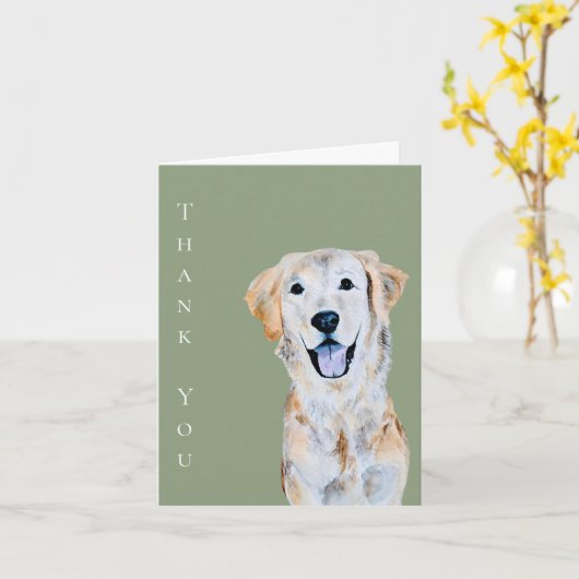 Waterverf Golden Retriever Dog Sage Dank u Kaart (Gele Bloem)
