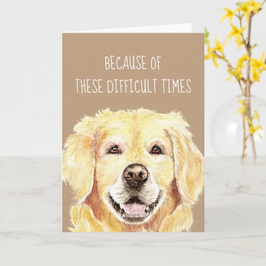 Waterverf Golden Retriever Dog stimuleren Kaart (Gele Bloem)