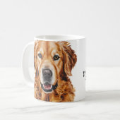 Waterverf Golden Retriever Dog's Naam Koffiemok (Voorkant links)