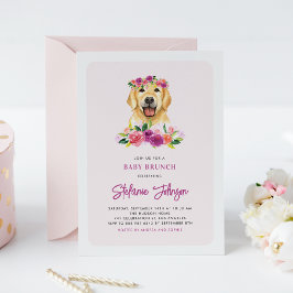 Waterverf Golden Retriever Floral Baby Brunch Kaart