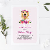 Waterverf Golden Retriever Floral Dog Verjaardag Kaart