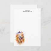 Waterverf Golden Retriever gepersonaliseerd dank u Notitiekaartje (Voorkant / Achterkant)