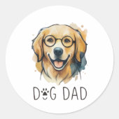Waterverf Golden Retriever Hond Vader Sticker - Be (Voorkant)