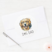 Waterverf Golden Retriever Hond Vader Sticker - Be (Envelop)