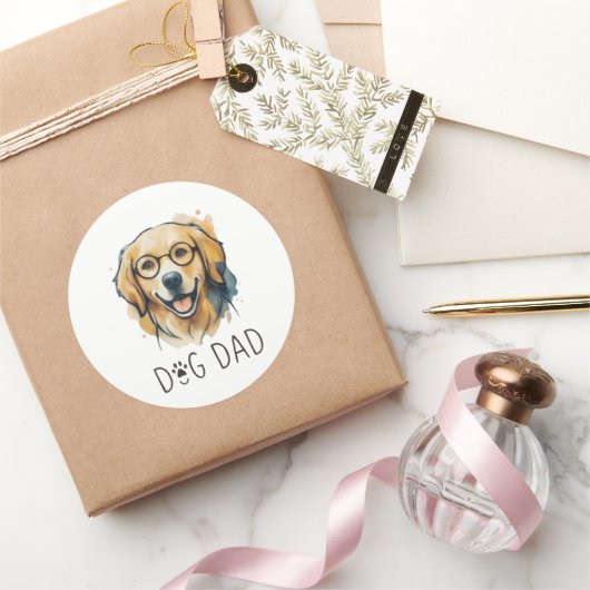 Waterverf Golden Retriever Hond Vader Sticker - Be (Geschenken)