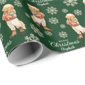 Waterverf Golden Retriever Hondenkerst Cadeaupapier (Rol Hoek)