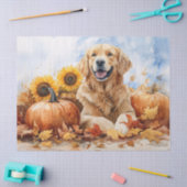 Waterverf Golden Retriever met pompoen Decoupage Tissuepapier (Craft)