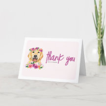 Waterverf Golden Retriever Paarse Bloemen Verjaard