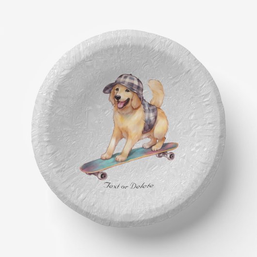 Waterverf Golden Retriever Paper Bowl Papieren Kommen (Voorkant)