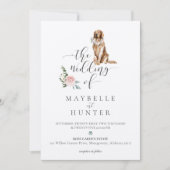 Waterverf Golden Retriever Pet en Floral Pink Rose Kaart (Voorkant)