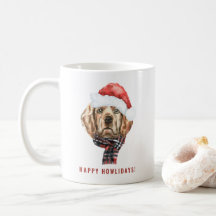 Waterverf Golden Retriever Santa Christmas