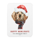 Waterverf Golden Retriever Santa Happy Howlidays Magneet (Verticaal)