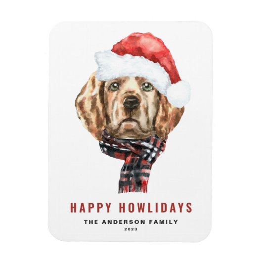 Waterverf Golden Retriever Santa Happy Howlidays Magneet (Verticaal)