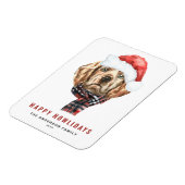 Waterverf Golden Retriever Santa Happy Howlidays Magneet (Linkerzijde)