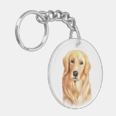 Waterverf Golden Retriever Sleutelhanger (Voorkant Links)