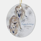 Waterverf Golden Retriever Sneeuwvakantie Keramisch Ornament (Links)