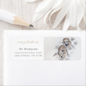 Waterverf Golden Retriever Snowy Christmas Etiket (Insitu)