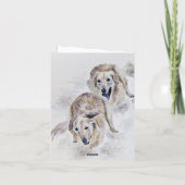 Waterverf Golden Retriever Snowy Christmas Kaart (Achterkant)