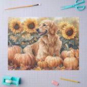 Waterverf Golden Retriever Zonnebloemen Decoupage Tissuepapier (Craft)