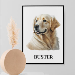Waterverf Golden RetrieverPortrait Persoonlijk Poster