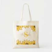 Waterverf Golden Sunflower Monogram Tote Bag (Voorkant)