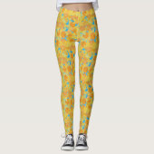 Waterverf Golden Yellow Daffodils aan te passen Leggings (Voorkant)