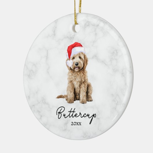 Waterverf Goldendoodle Boerderij Kerst Keramisch Ornament (Links)
