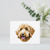 Waterverf Goldendoodle Briefkaart (Staand voorkant)