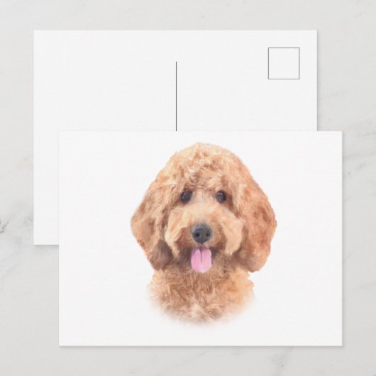 Waterverf Goldendoodle Briefkaart (Voorkant / Achterkant)