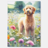 Waterverf Goldendoodle Dog Wildflower Field Magneet (Voorkant)