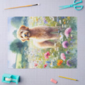 Waterverf Goldendoodle Dog Wildflowers Decoupage Tissuepapier (Craft)