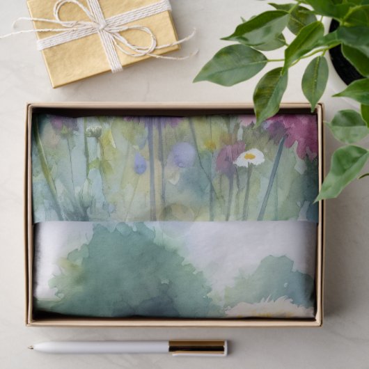 Waterverf Goldendoodle Dog Wildflowers Decoupage Tissuepapier (Geschenk)