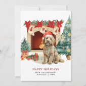 Waterverf Goldendoodle Kerst Kaart (Voorkant)